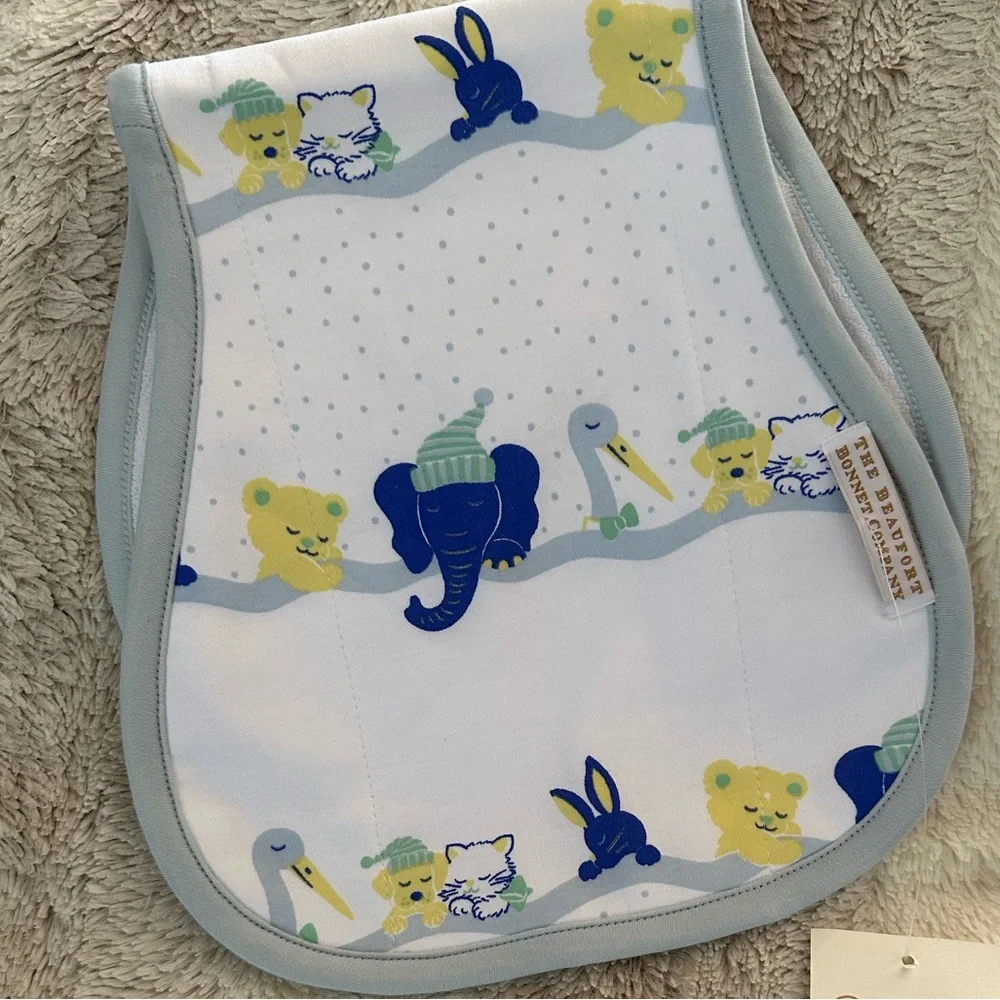 The Beaufort Bonnet Company Oopsie Daisy Burp Cloth Tuck Me In Blue NWT - Picture 4 of 5